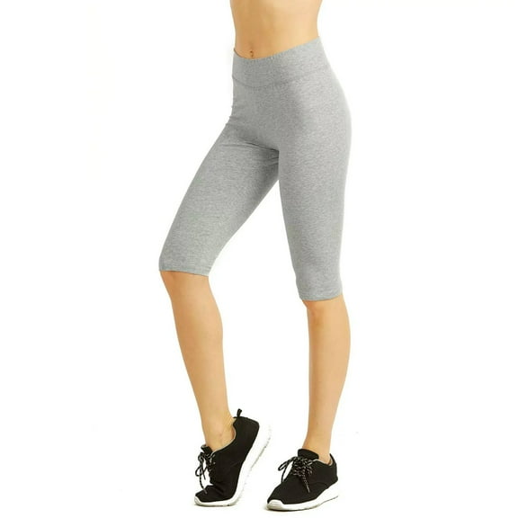 DailyWear Womens Solid Knee Length Short Yoga Cotton Leggings H.Gry, Large Heather Grey