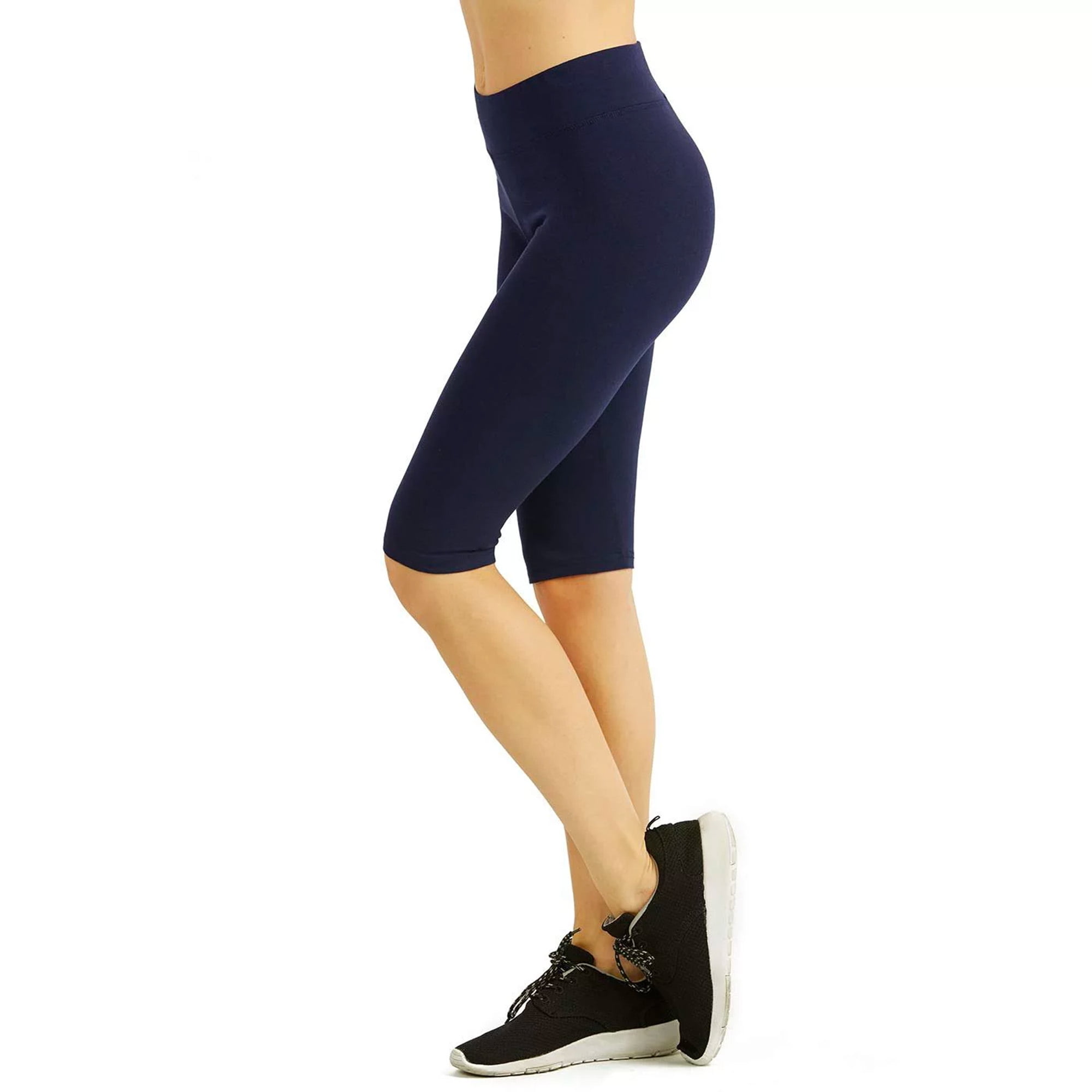 DailyWear Womens Solid Knee Length Short Yoga Cotton Leggings Navy, Large 
