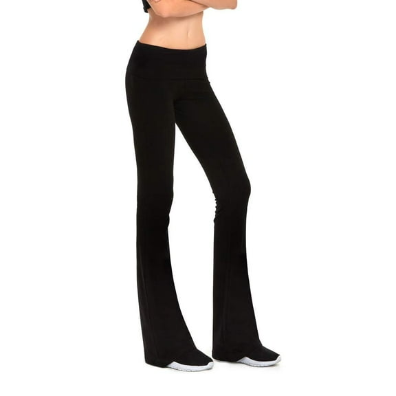 DailyWear Womens Stretchy Cotton Blend Yoga Pants Leggings Various Styles Boot Cut Black, Large