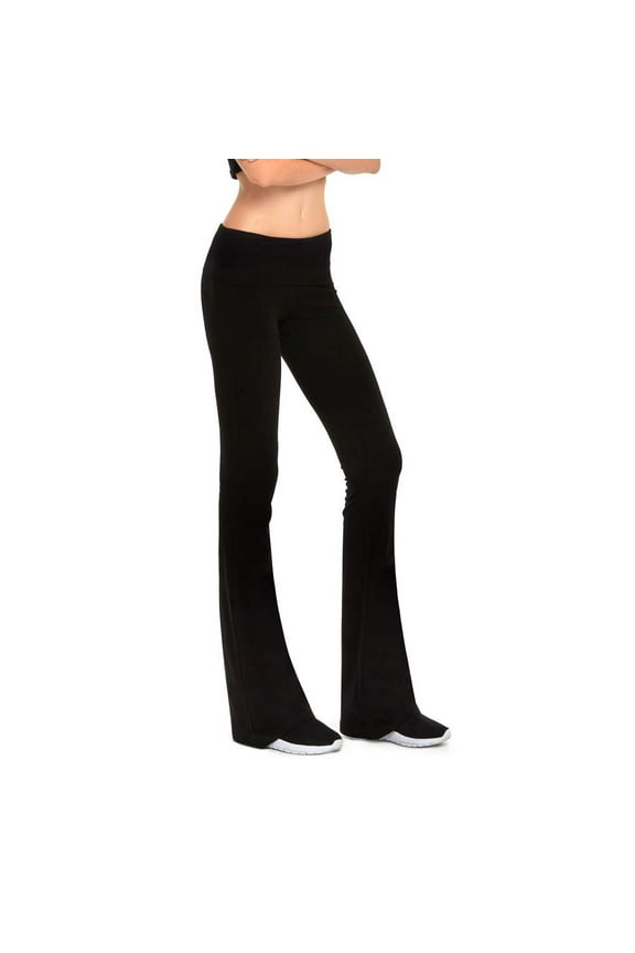 Womens Stretchy Cotton Blend Yoga Pants Leggings Various Styles Boot Cut Black, Large