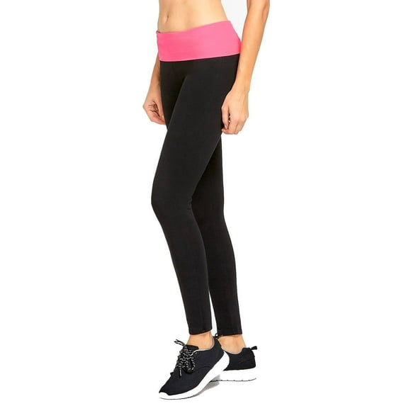 DailyWear Womens Stretchy Cotton Blend Yoga Pants Leggings Various Styles Pink/Black, Large