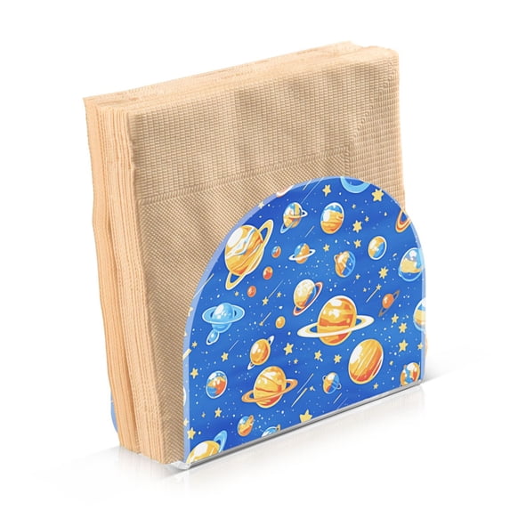 Dailycode 2 Pack Napkin Holder for Table Acrylic Kitchen Paper Tissue Dispenser, Cartoon Planets and Shooting Stars