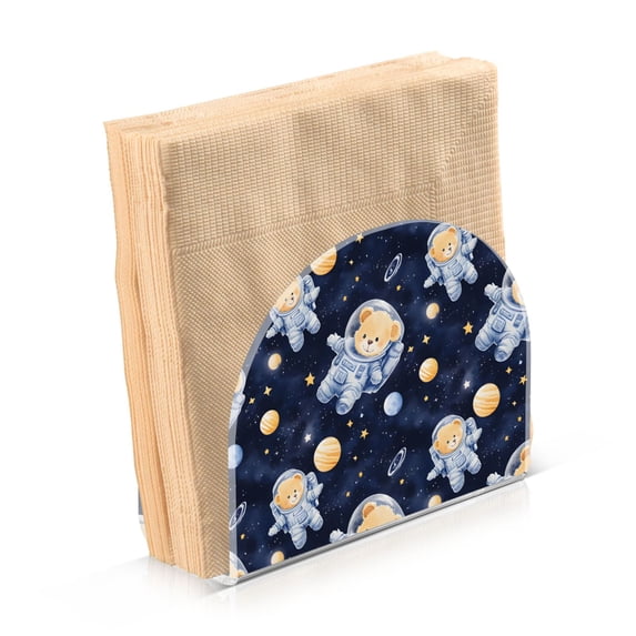 Dailycode 2 Pack Napkin Holder for Table Acrylic Kitchen Paper Tissue Dispenser, Cute Bear in Space