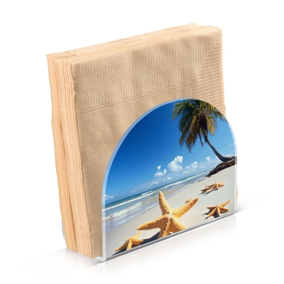 Dailycode 2 Pack Napkin Holder for Table Acrylic Kitchen Paper Tissue Dispenser, Starfish Beach Coconut Tree