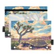 thumbnail image 1 of Dailycode 2 Pack Pencil Pouch for 3 Ring Binder Smooth Zipper Folders with Pockets Clear Window Pencil Case, Big Turtle on Desert, 1 of 6
