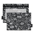 thumbnail image 1 of Dailycode 2 Pack Pencil Pouch for 3 Ring Binder Smooth Zipper Folders with Pockets Clear Window Pencil Case, Black Sketch Graffiti, 1 of 5