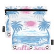 thumbnail image 1 of Dailycode 2 Pack Pencil Pouch for 3 Ring Binder Smooth Zipper Folders with Pockets Clear Window Pencil Case, Blue Palm Beach Salty Soul, 1 of 6
