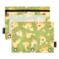 thumbnail image 1 of Dailycode 2 Pack Pencil Pouch for 3 Ring Binder Smooth Zipper Folders with Pockets Clear Window Pencil Case, Cartoon Pizza, 1 of 5