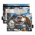 thumbnail image 1 of Dailycode 2 Pack Pencil Pouch for 3 Ring Binder Smooth Zipper Folders with Pockets Clear Window Pencil Case, Cool Dog on Car, 1 of 4