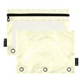 thumbnail image 1 of Dailycode 2 Pack Pencil Pouch for 3 Ring Binder Smooth Zipper Folders with Pockets Clear Window Pencil Case, Cream Yellow Polka Dot, 1 of 6