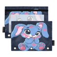thumbnail image 1 of Dailycode 2 Pack Pencil Pouch for 3 Ring Binder Smooth Zipper Folders with Pockets Clear Window Pencil Case, Cute Blue Bunny with Lip, 1 of 4