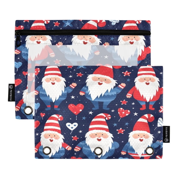 Dailycode 2 Pack Pencil Pouch for 3 Ring Binder Smooth Zipper Folders with Pockets Clear Window Pencil Case, Dwarfs and Heart Balloon