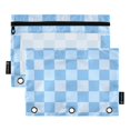 thumbnail image 1 of Dailycode 2 Pack Pencil Pouch for 3 Ring Binder Smooth Zipper Folders with Pockets Clear Window Pencil Case, Light Blue Gingham, 1 of 6