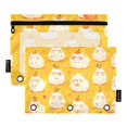 thumbnail image 1 of Dailycode 2 Pack Pencil Pouch for 3 Ring Binder Smooth Zipper Folders with Pockets Clear Window Pencil Case, Lovely Capybara and Orange, 1 of 6