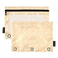 thumbnail image 1 of Dailycode 2 Pack Pencil Pouch for 3 Ring Binder Smooth Zipper Folders with Pockets Clear Window Pencil Case, Peach White Polka Dot, 1 of 6