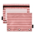 thumbnail image 1 of Dailycode 2 Pack Pencil Pouch for 3 Ring Binder Smooth Zipper Folders with Pockets Clear Window Pencil Case, Red Pink Stripe, 1 of 6