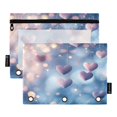 thumbnail image 1 of Dailycode 2 Pack Pencil Pouch for 3 Ring Binder Smooth Zipper Folders with Pockets Clear Window Pencil Case, Romantic Purple Heart, 1 of 6
