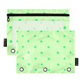 thumbnail image 1 of Dailycode 2 Pack Pencil Pouch for 3 Ring Binder Smooth Zipper Folders with Pockets Clear Window Pencil Case, Soft Green Polka Dot, 1 of 6