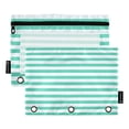 thumbnail image 1 of Dailycode 2 Pack Pencil Pouch for 3 Ring Binder Smooth Zipper Folders with Pockets Clear Window Pencil Case, Teal White Stripe, 1 of 6