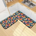 thumbnail image 1 of Dailycode 2 Pcs Kitchen Rug Set Non Slip Absorbent Soft Floor Mats for Kitchen Bathroom Blue Pink Orange Tie Dye 19.7"x27.6"+19.7"x47.2", 1 of 7