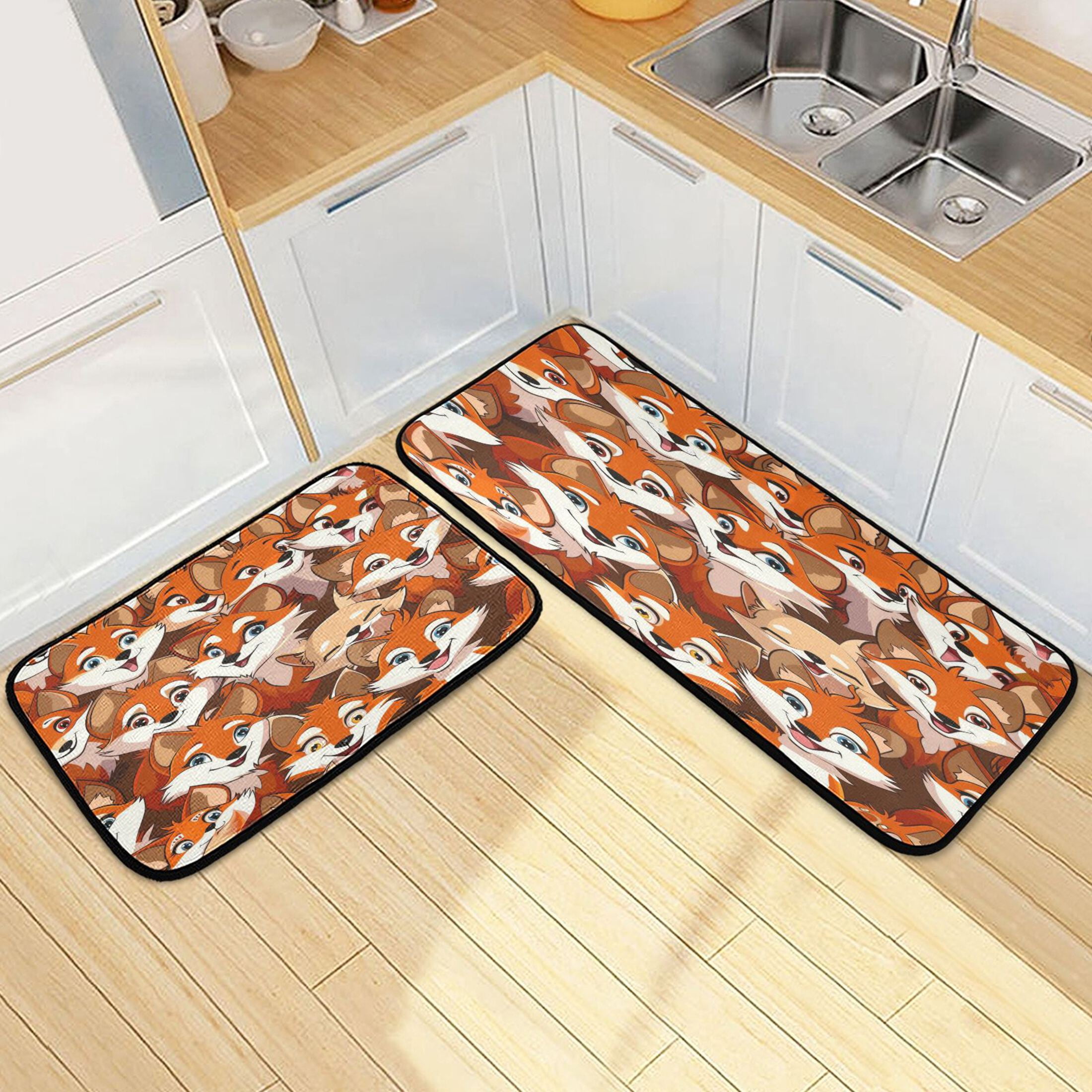 Dailycode 2 Pcs Kitchen Rug Set Non Slip Absorbent Soft Floor Mats for ...