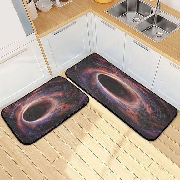 Dailycode 2 Pcs Kitchen Rug Set Non Slip Absorbent Soft Floor Mats for Kitchen Bathroom Falling Illusion Geometric 19.7"x27.6" 19.7"x47.2"