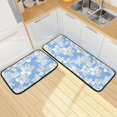 thumbnail image 1 of Dailycode 2 Pcs Kitchen Rug Set Non Slip Absorbent Soft Floor Mats for Kitchen Bathroom White Flowers 19.7"x27.6"+19.7"x47.2", 1 of 7