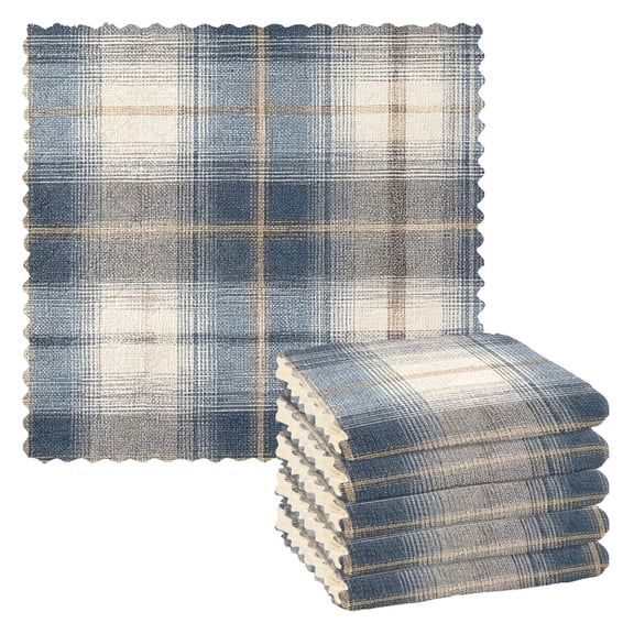 Dailycode 6 Packs Kitchen Dish Towels Soft Absorbent Dish Cloths Navy and White Plaid 11"x11"