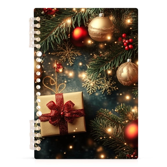 Dailycode A5 Spiral Notebook College Ruled 1 Subject 60 Sheets Journal for School Office, 8.3x5.7 inch, Christmas Tree Branches Gifts