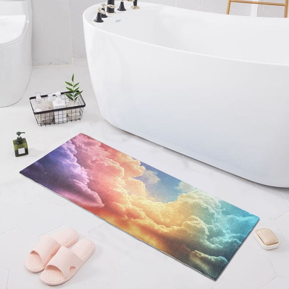 Dailycode Colorful Clouds on Sea Bathroom Rugs Non Slip Absorbent Soft Plush Quick Dry Bath Mat, 39"x20"