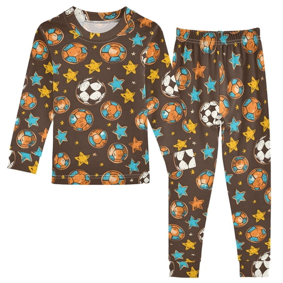Dailycode Cotton Pajama Set Snug Fit Long Sleeve Top and Pants for 18M-8Y Ball and Star