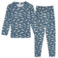 thumbnail image 1 of Dailycode Cotton Pajama Set Snug Fit Long Sleeve Top and Pants for 18M-8Y Blue White Dolphins, 1 of 7