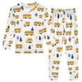 thumbnail image 1 of Dailycode Cotton Pajama Set Snug Fit Long Sleeve Top and Pants for 18M-8Y Cartoon Bus Tree, 1 of 7