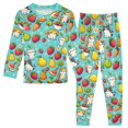 thumbnail image 1 of Dailycode Cotton Pajama Set Snug Fit Long Sleeve Top and Pants for 18M-8Y Cartoon Cats and Fruit, 1 of 7