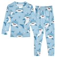 thumbnail image 1 of Dailycode Cotton Pajama Set Snug Fit Long Sleeve Top and Pants for 18M-8Y Cartoon Cute Shark, 1 of 7