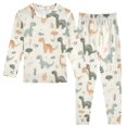 thumbnail image 1 of Dailycode Cotton Pajama Set Snug Fit Long Sleeve Top and Pants for 18M-8Y Cartoon Dinosaurs and Leaves, 1 of 7
