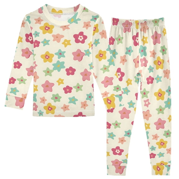 Dailycode Cotton Pajama Set Snug Fit Long Sleeve Top and Pants for 18M-8Y Cartoon Stars