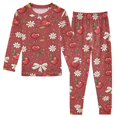 thumbnail image 1 of Dailycode Cotton Pajama Set Snug Fit Long Sleeve Top and Pants for 18M-8Y Cherry Bow with Daisy Flower, 1 of 7