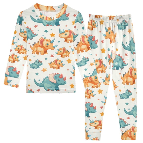 Dailycode Cotton Pajama Set Snug Fit Long Sleeve Top and Pants for 18M-8Y Cute Dinosaur