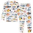 thumbnail image 1 of Dailycode Cotton Pajama Set Snug Fit Long Sleeve Top and Pants for 18M-8Y Cute Drawing Fishes, 1 of 7