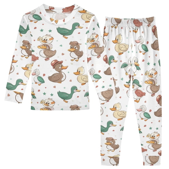Dailycode Cotton Pajama Set Snug Fit Long Sleeve Top and Pants for 18M-8Y Cute Ducks with Hat