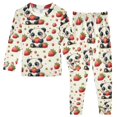 thumbnail image 1 of Dailycode Cotton Pajama Set Snug Fit Long Sleeve Top and Pants for 18M-8Y Cute Pandas and Strawberries, 1 of 7