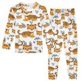 thumbnail image 1 of Dailycode Cotton Pajama Set Snug Fit Long Sleeve Top and Pants for 18M-8Y Cute Tigers and Leaf, 1 of 7