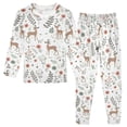 thumbnail image 1 of Dailycode Cotton Pajama Set Snug Fit Long Sleeve Top and Pants for 18M-8Y Deer Floral Branches, 1 of 7