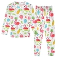 thumbnail image 1 of Dailycode Cotton Pajama Set Snug Fit Long Sleeve Top and Pants for 18M-8Y Flamingo Watermelon Pineapple Leaf, 1 of 7