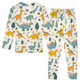 thumbnail image 1 of Dailycode Cotton Pajama Set Snug Fit Long Sleeve Top and Pants for 18M-8Y Hand Drawn Dinosaurs Leaf, 1 of 7