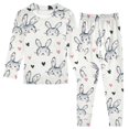 thumbnail image 1 of Dailycode Cotton Pajama Set Snug Fit Long Sleeve Top and Pants for 18M-8Y Lovely Rabbit Head and Heart, 1 of 7