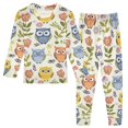 thumbnail image 1 of Dailycode Cotton Pajama Set Snug Fit Long Sleeve Top and Pants for 18M-8Y Owls Flower Plant, 1 of 7