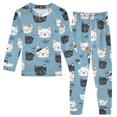 thumbnail image 1 of Dailycode Cotton Pajama Set Snug Fit Long Sleeve Top and Pants for 18M-8Y Sleeping Cat Faces, 1 of 7