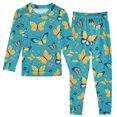thumbnail image 1 of Dailycode Cotton Pajama Set Snug Fit Long Sleeve Top and Pants for 18M-8Y Vibrant Cartoon Butterflies, 1 of 7